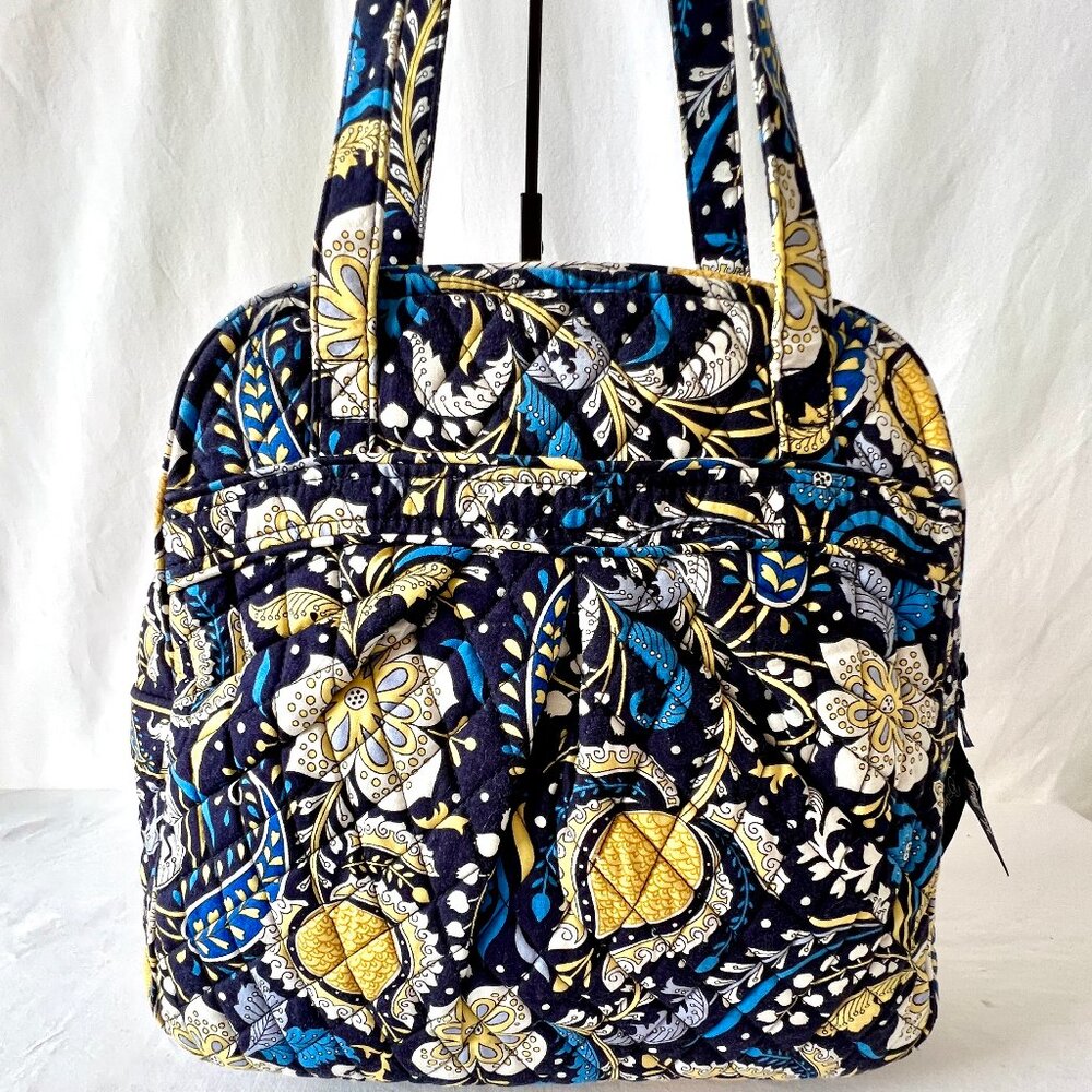 Vera Bradley Ellie Blue Sweet Pleat Double Handle Shoulder Bag, EC!